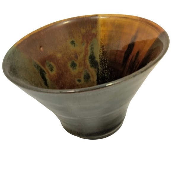 Earthenware Studio Art Rustic Pottery Bowl Brown Earth Tones Vase Planter USA - Picture 3 of 9